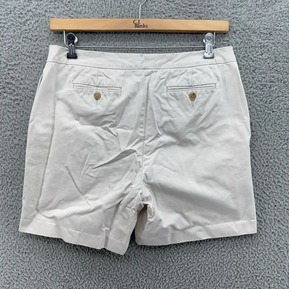 Lands' End Women's 12 Off White Flat Front Casual High Rise Shorts READ‎
